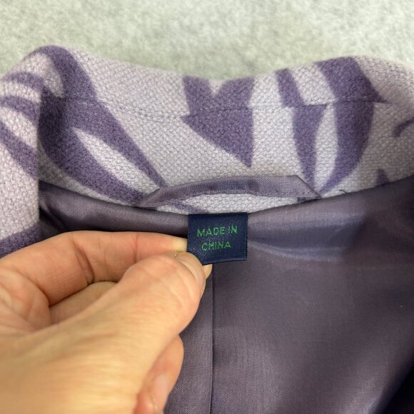 Women's Boden Wool Purple Floral Coat Size 12 UK (8-10 US) Long Peacoat Jacket - Picture 16 of 16